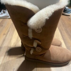 UGG Brown Shearling Button Boots